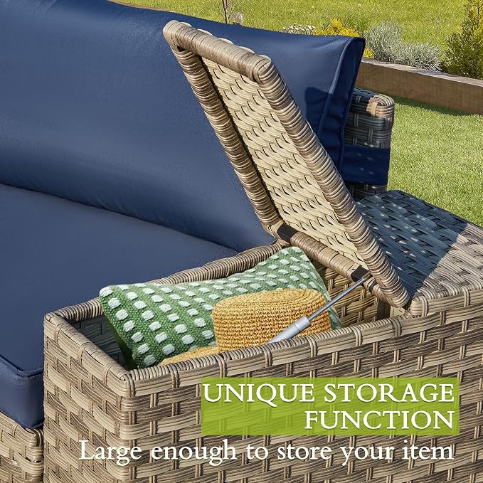 ECOTOUGE 9 Piece Outdoor Patio Half Moon Furniture, Patio Sectional - Image 7