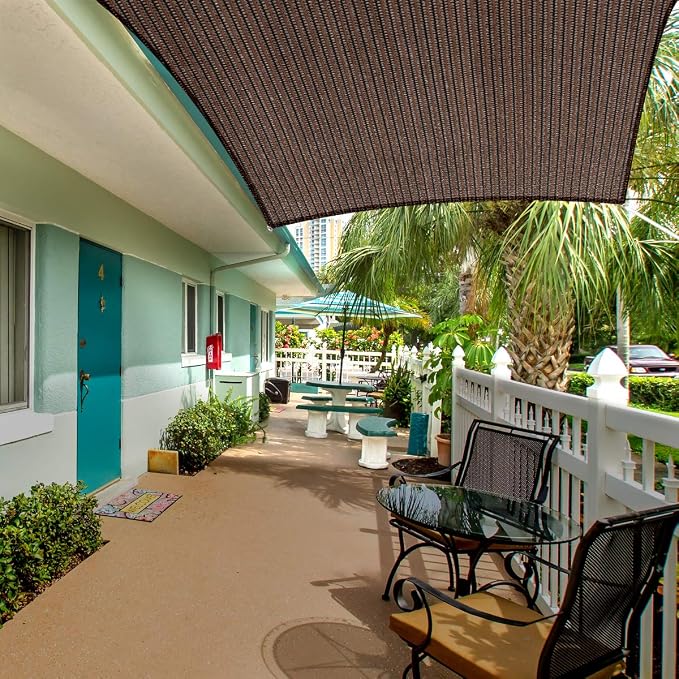 Eden's Decor Straight Flat-Edged Sun Shade Sail Rectangular 8' x 19' Brown - Image 5
