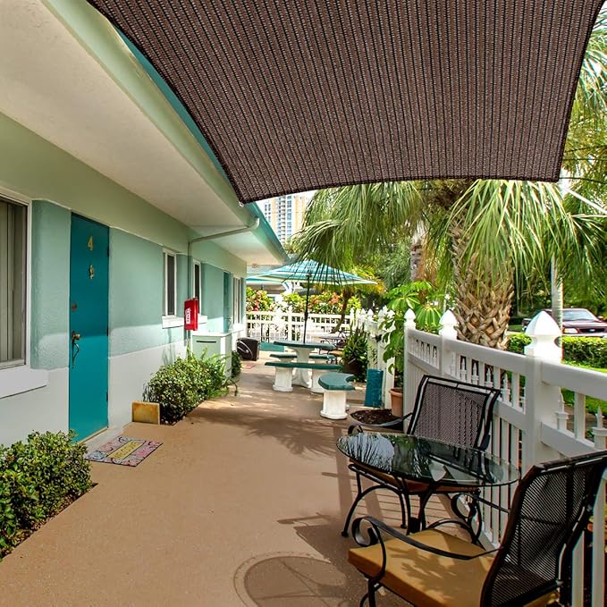 Eden's Decor Straight Flat-Edged Sun Shade Sail Rectangular 6' x 10' Brown - Image 5