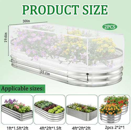 2 Pack Garden Netting for Raised Beds, 55.1" x 30" x 19.6" Garden Bed Insect - Image 2