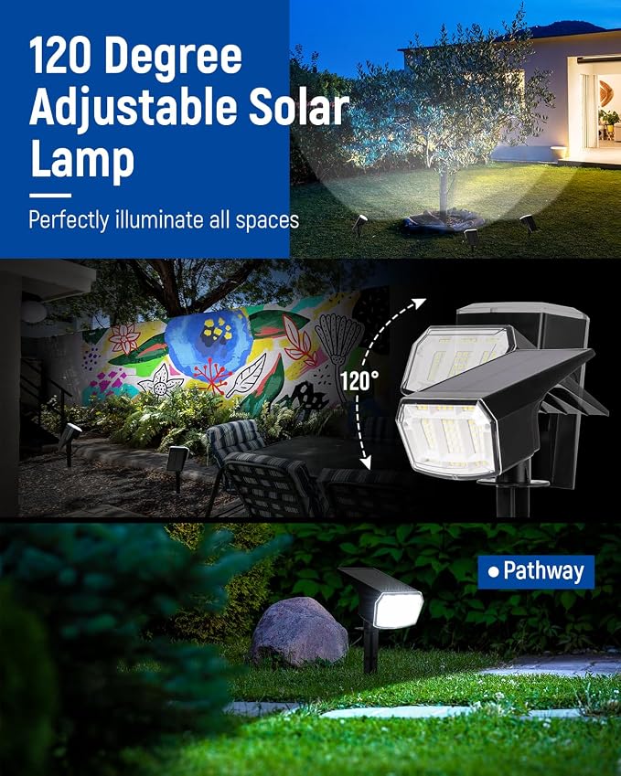 Solar Spot Lights Outdoor Waterproof 6 Pack IP65, 63 LED 3 Lighting Modes - Image 4