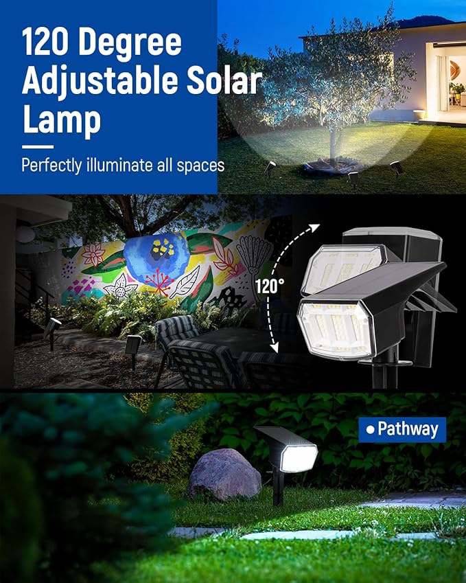 Solar Spot Lights Outdoor Waterproof 4 Pack IP65, 63 LED 3 Lighting Modes - Image 3