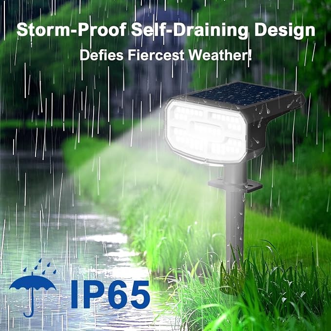 Solar Spot Lights Outdoor Waterproof IP65, 4 Pack, Cool Light, 2 Lighting Modes - Image 6