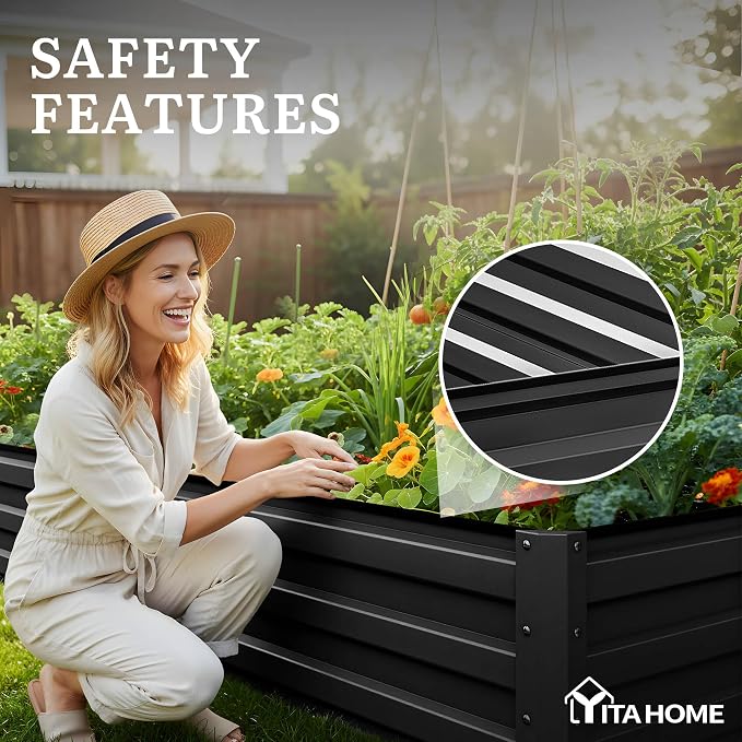 YITAHOME 12x4x1ft 2pcs Large Raised Garden Bed Kit, Galvanized Metal Planter Box - Image 6