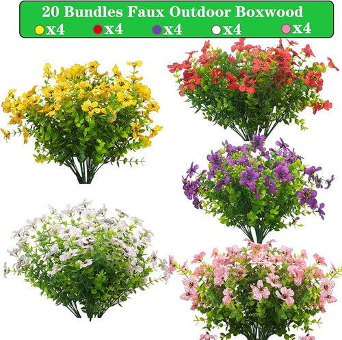 20 Bundles Artificial Flowers for Outdoors, UV Resistant Fake Plants Flowers - Image 2