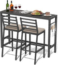 3Pcs Outdoor Patio Bar Set, Metal Pub Height Bistro Table Set by Liskanap