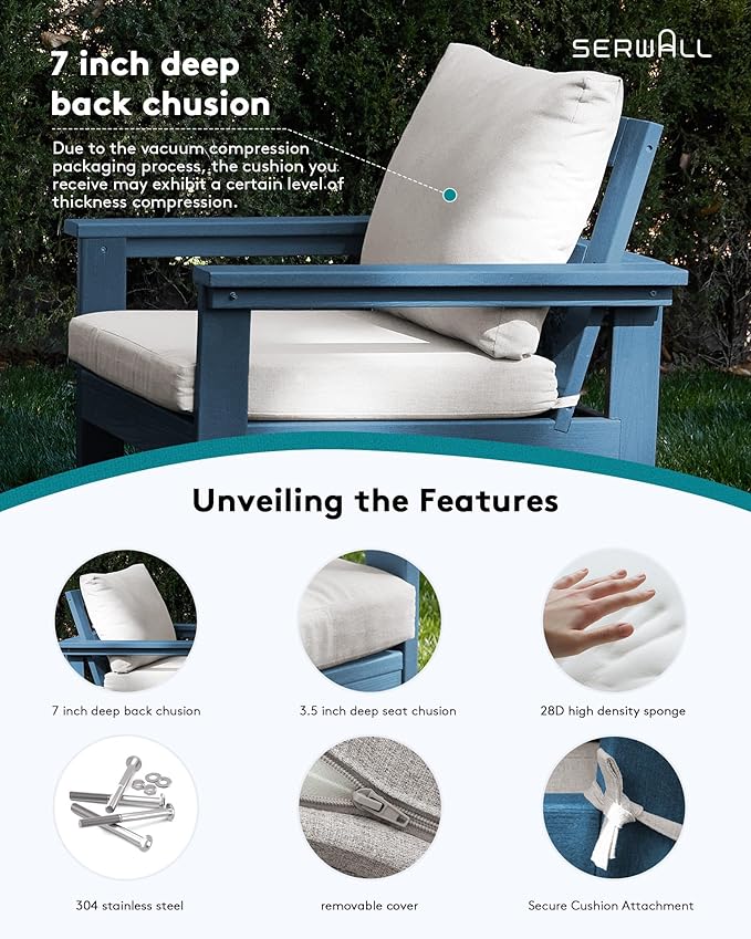 SERWALL HDPE Patio Furniture Set, 7-piece Outdoor Sectional Sofa Set, All - Image 4
