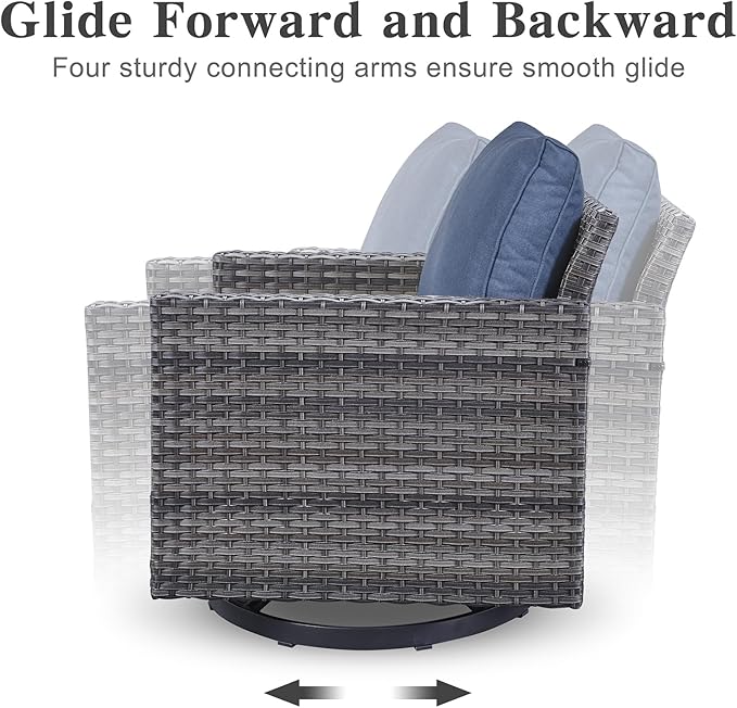 Belord 7 Piece Outdoor Furniture Patio Wicker Sofa Set, Oversize Outdoor Swivel - Image 7