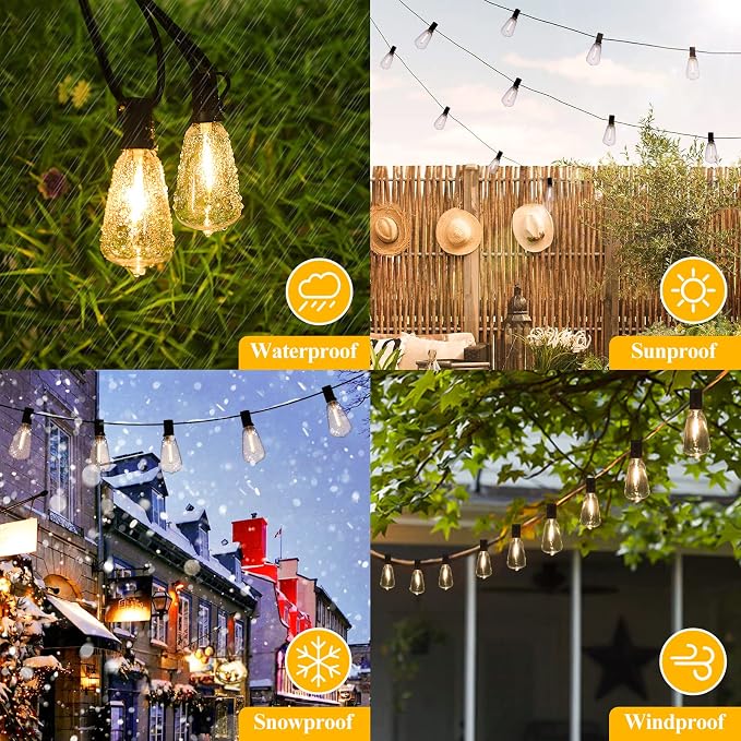 Brightever LED Outdoor String Lights 100FT Patio Lights - Image 5