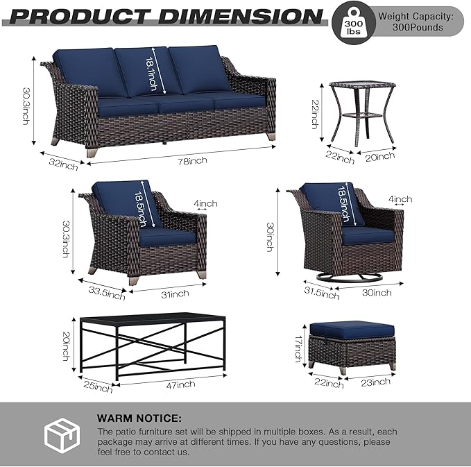 Joyside Wicker Patio Furniture Sets, 9 Pieces Upgraded Large Size Outdoor - Image 2