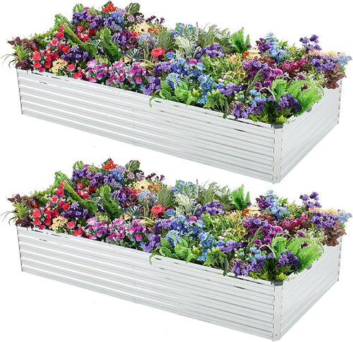 2 Pack 6x3x1FT Galvanized Raised Garden Bed Kit, Outdoor Metal Planter Box by Meberam