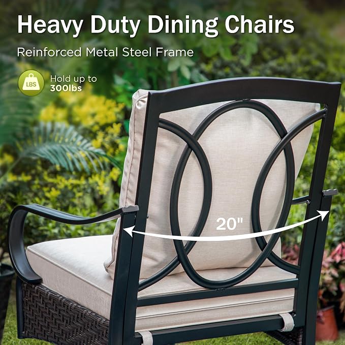 PHI VILLA Heavy Duty Outdoor Dining Set, 7-Piece Round Patio Table Set - Image 6