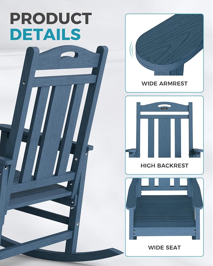 Ciokea Oversized Outdoor Rocking Chairs Set of 2, 380lbs Heavy-Duty Large Patio - Image 4
