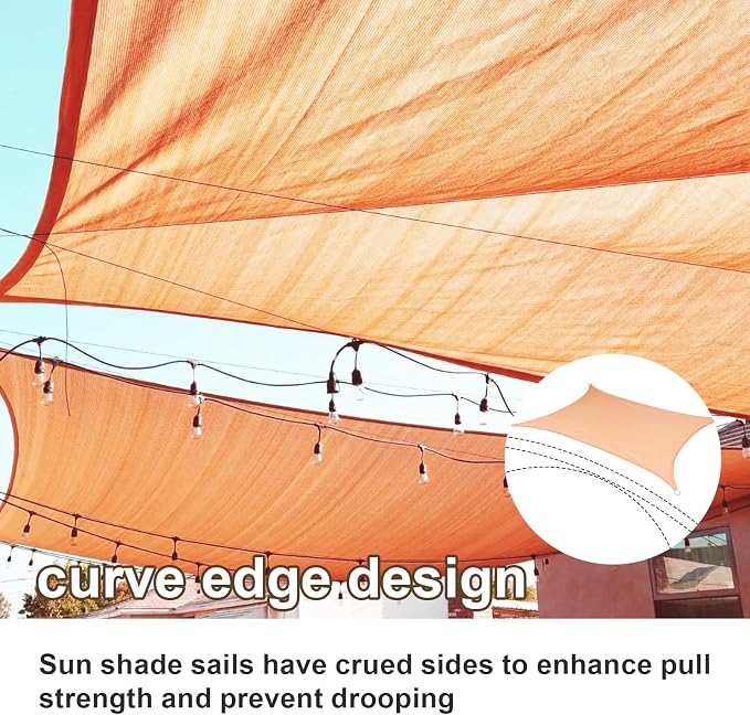 SUNLAX Sun Shade Sail 13' x 18' Peach Fuzz Rectangle Canopy Sail Shade Cover UV - Image 2
