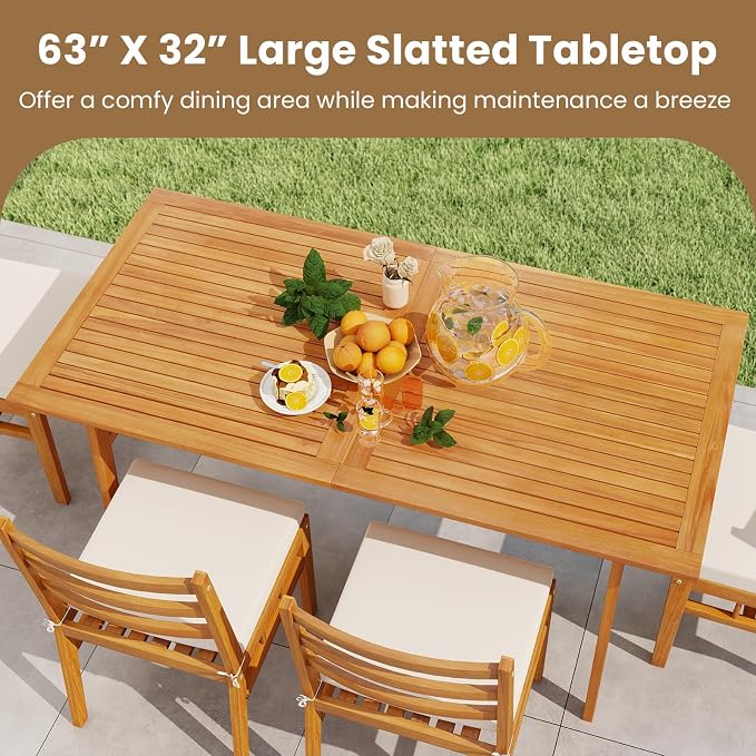 Tangkula 3 Pieces Patio Dining Set, Acacia Wood Space Saving Outdoor - Image 8
