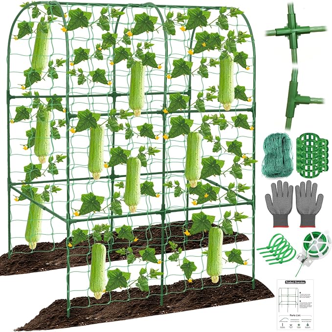 Cucumber Trellis for Raised Bed 50 x 34 Inch U-Shape Garden Trellis for by Qinzave