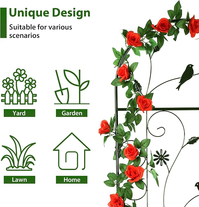 Metal Garden Trellis for Climbing Plants, 86.5" x 19.7" Metal Plant Trellis - Image 4