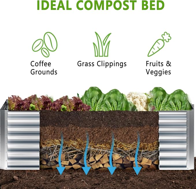 2PCS 8x4x1FT Galvanized Raised Garden Bed, Planter Raised Beds-Metal Garden Box - Image 3