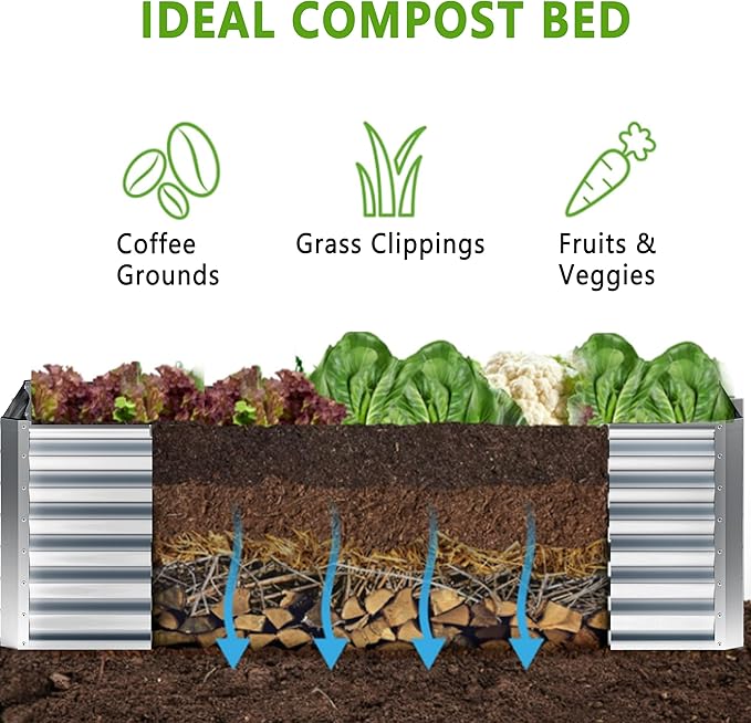 2PCS 6x2x1FT Galvanized Raised Garden Bed, Planter Raised Beds-Metal Garden Box - Image 3