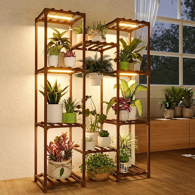 Bamworld Plant Stand with Grow Light Plant Shelf by Bamworld