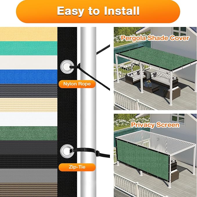 Artpuch Outdoor Pergola Shade Cover 6' X 15' Sun Shade Cloth - Image 5