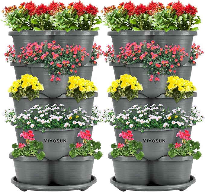 VIVOSUN 2-Pack 5 Tier Vertical Gardening Stackable Planter by VIVOSUN