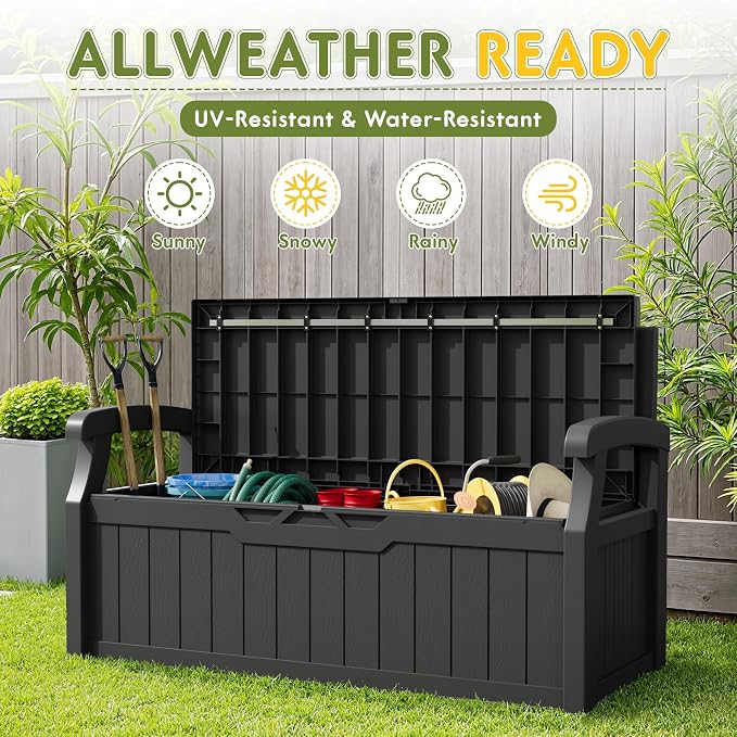 Greesum 80 Gallon Deck Box Storage Bench, Patio Furniture, Waterproof and UV - Image 5