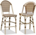 PURPLE LEAF French Counter Height Bar Stool Set of 2 25" White Print Finish by PURPLELEAF