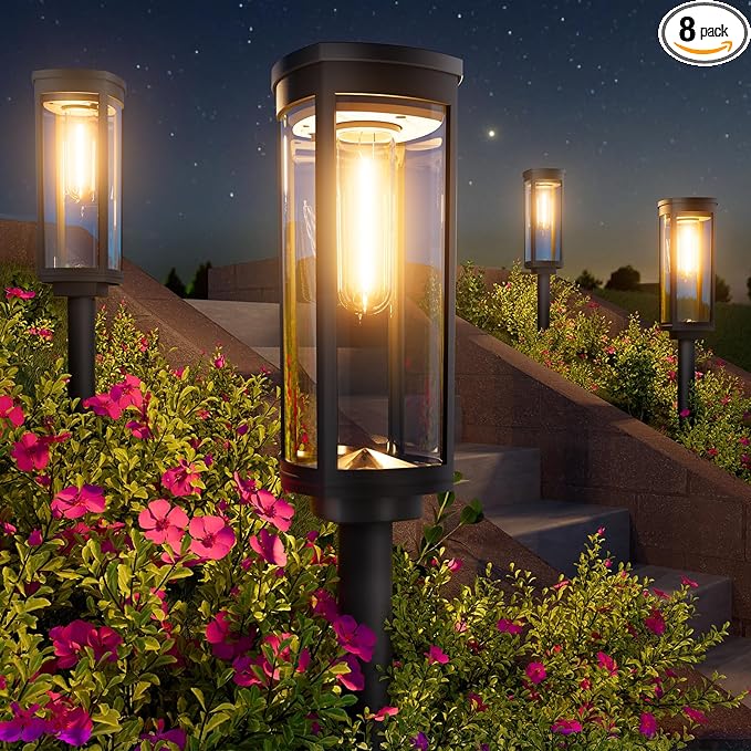 Bright Solar Pathway Lights Outdoor, 8 Pack Solar Powered Garden Lights by BITPOTT