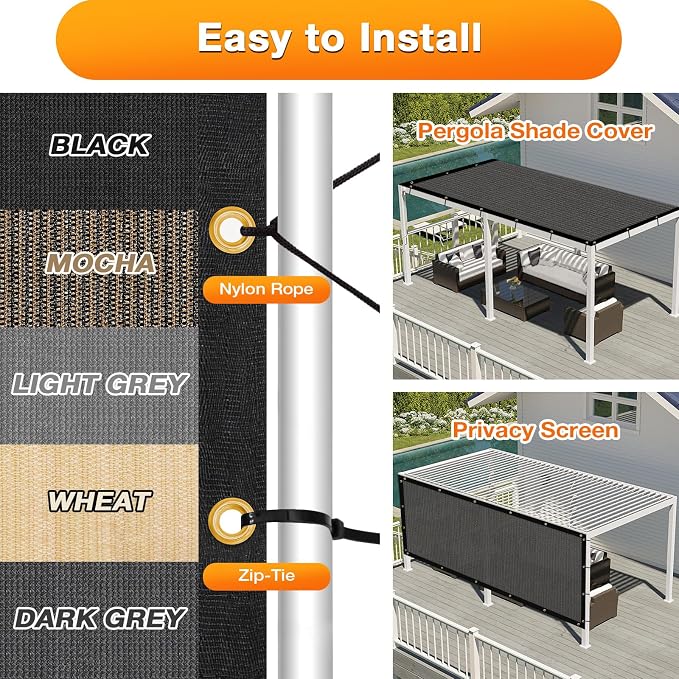 Artpuch Outdoor Pergola Shade Cover 17x19 FT Sun Shade Cloth - Image 5