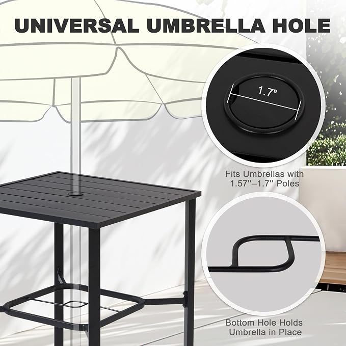 NUU GARDEN 3-Piece Patio Bar Set, All Weather Rattan Swivel Stools 360 Degree - Image 7