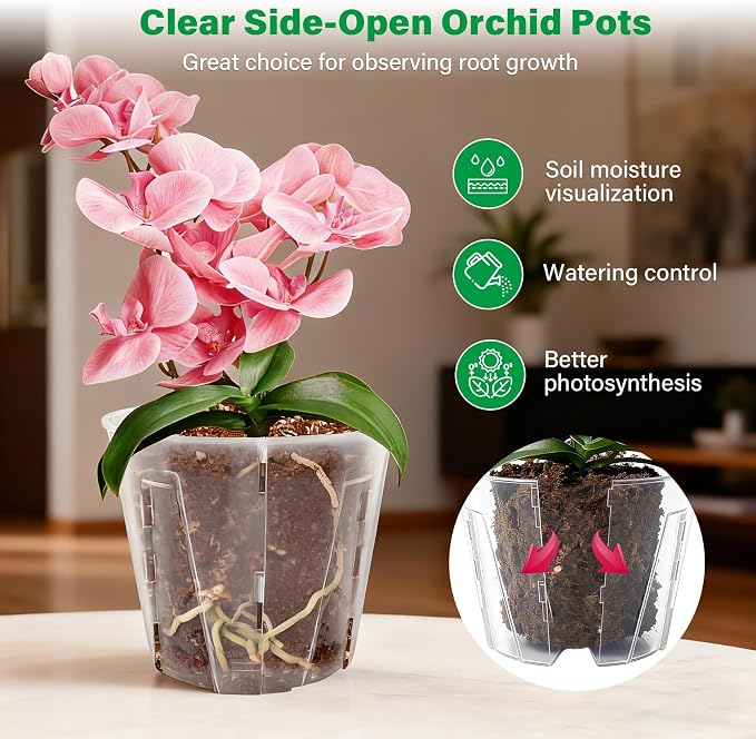 5 Inch Side-Open Orchid Pots 12 Pack, Breathable Slotted Flower Pots - Image 3