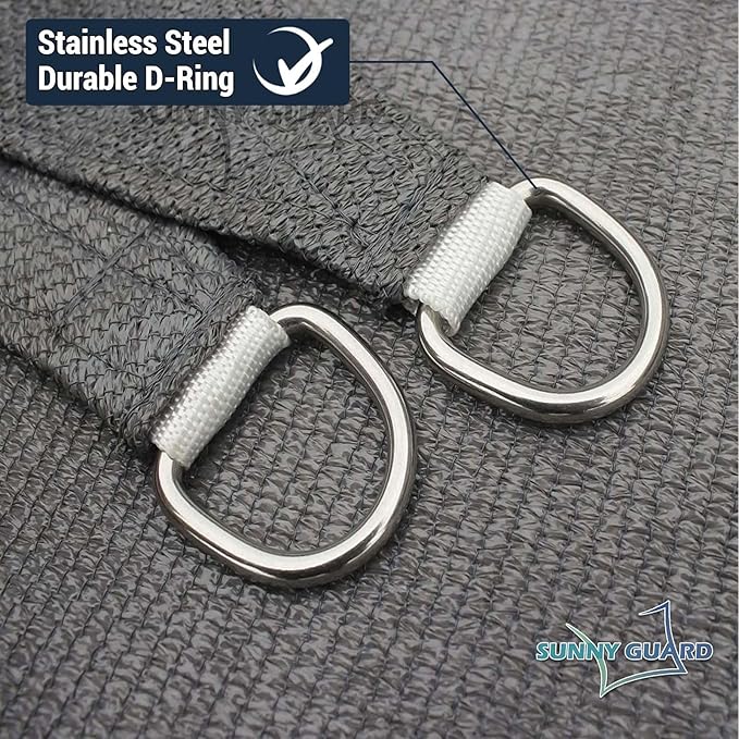 SUNNY GUARD Custom Size 8'x9' Dark Grey Sun Shade Sail Rectangle UV Block Shade - Image 6