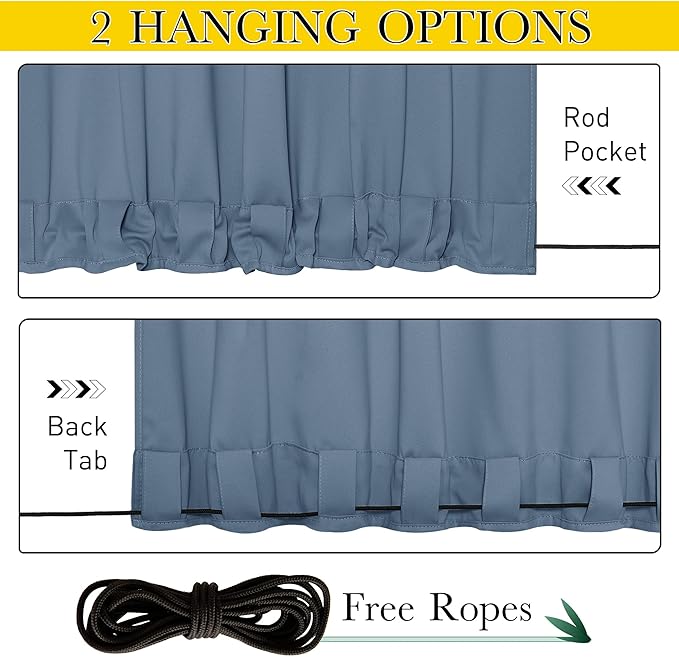 NICETOWN 2 Panels Fixed Stone Blue Outdoor Curtains - Image 2