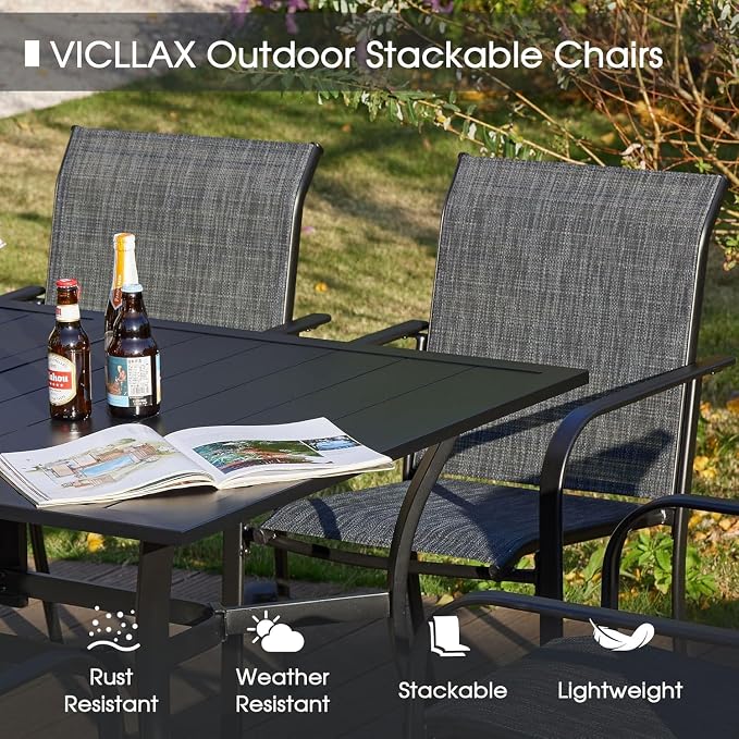 VICLLAX 5 Pieces Patio Dining Set, Outdoor Furniture Set Includes 1 Square - Image 4