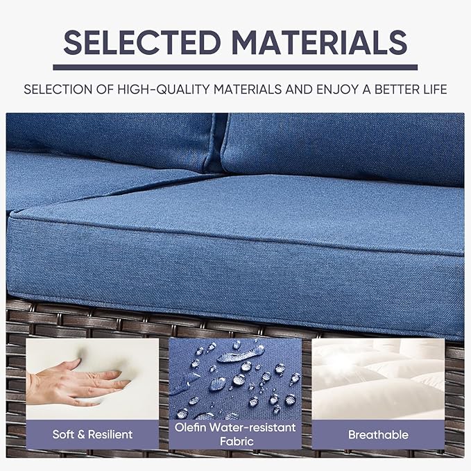 Belord 6 Piece Outdoor Furniture Patio Wicker Sofa Set, Oversize Outdoor Swivel - Image 8