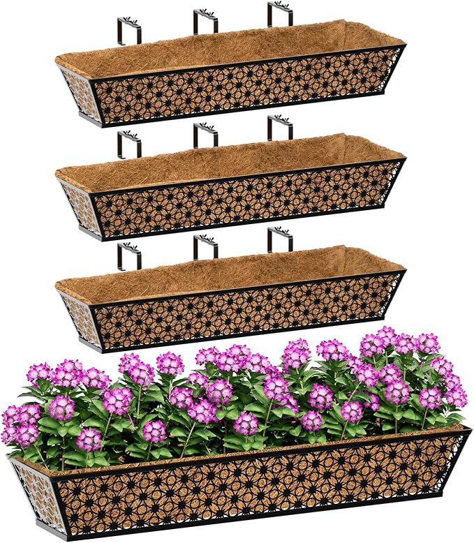 SPECILITE 30" Window Boxes Planters, Heavy Duty Metal Railing Planter Boxes by SPECILITE