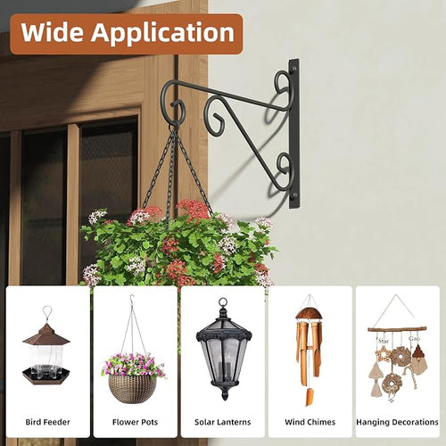2 Pack 16 Inch Plant Hangers Outdoor Bracket, Indoor Wall Mount Metal Heavy - Image 2