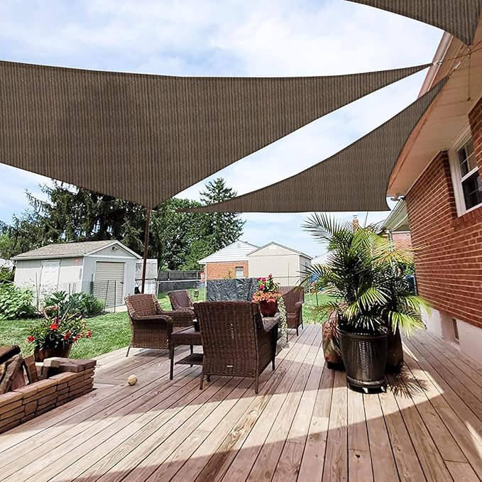 Patio Paradise 14' x 14' x 13'10" Sun Shade Sail Triangle Canopy, Permeable by Patio