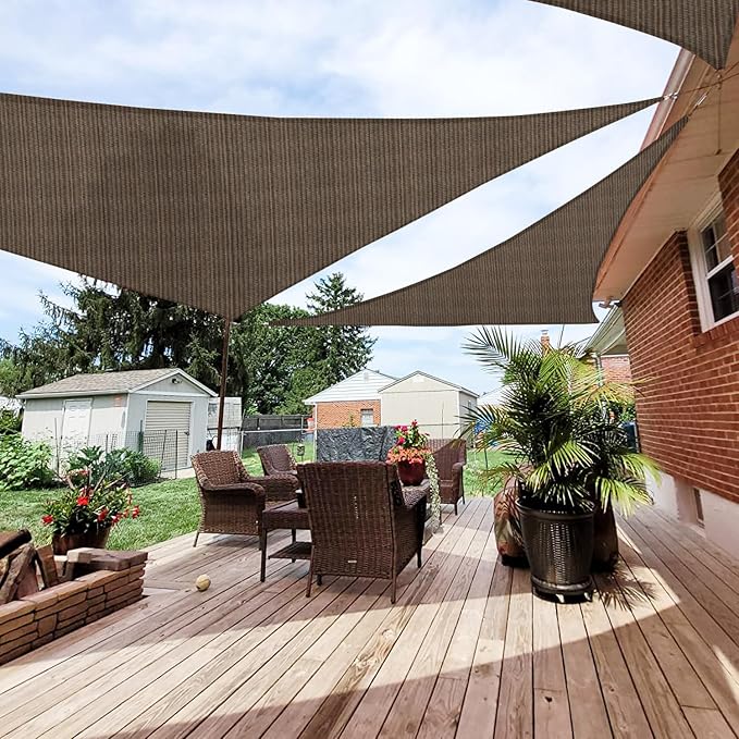Patio Paradise 13' x 13' x 12'10" Sun Shade Sail Triangle Canopy, Permeable by Patio