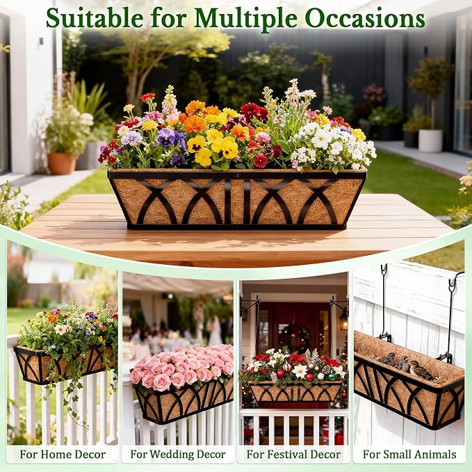 Halatool 4 Pack 24 Inch Window Box Liners, Pre-Formed Coco Fiber Replacement - Image 9