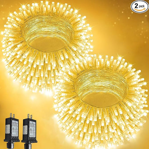 2-Pack 66FT 200 LED String Lights Indoor Outdoor Waterproof, Christmas Lights by SANJICHA