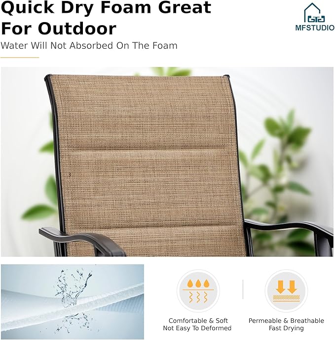 MFSTUDIO Outdoor Bar Stools Set of 4, Swivel Bar Height Patio Chairs Outdoor - Image 3