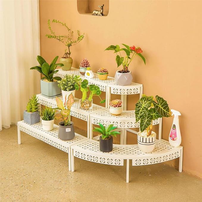 aboxoo 3 Tiers Metal Plant Stand, Rectangular Ladder Flower Pots Outdoor Plant - Image 5
