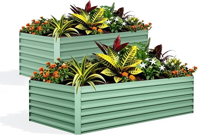 GarveeLife 2pcs 6x3x2 ft Galvanized Raised Garden Bed, Rust-Resistant Raised by GarveeLife