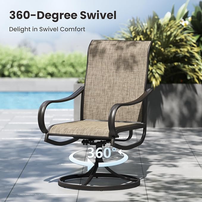 PHI VILLA Outdoor Dining Set for 6 Person, Wooden Texture Metal Table - Image 8