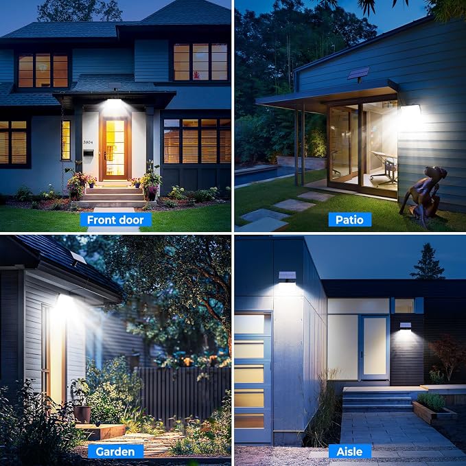 Peasur 6 Pack Solar Motion Lights Outdoor, 318 LED Solar Security Light - Image 6