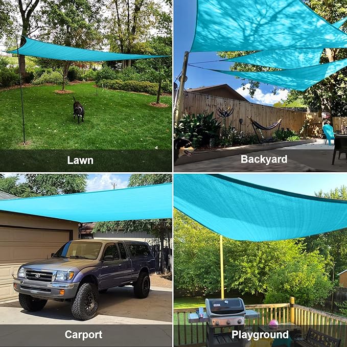 SUNLAX Sun Shade Sail 16' x 16' x 16' Turquoise Blue Triangle Canopy Sail Shade - Image 8