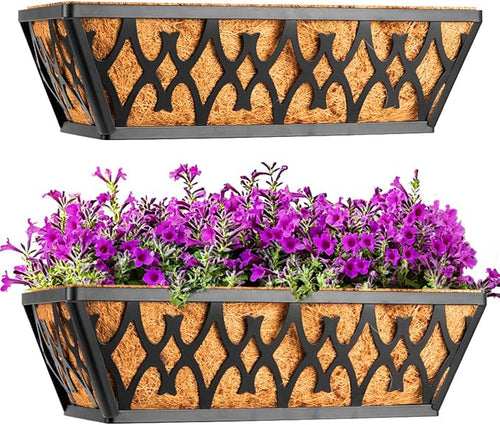 2 Pack 16 Inch Window Boxes Planters Railing Planter Box by KarlliuHOMEGARDEN