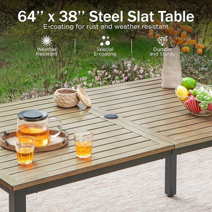 PHI VILLA 7-Piece Outdoor Dining Set, Heavy Duty Patio Table and Chairs Set - Image 3